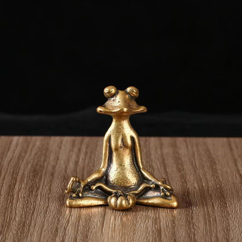 Solid brass Zen frog desktop ornament