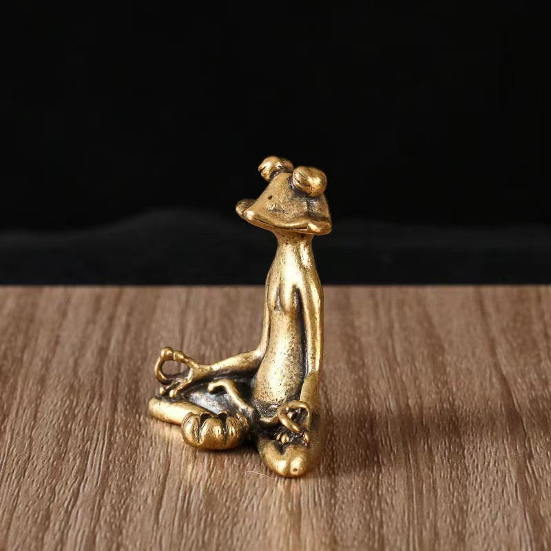 Solid brass Zen frog desktop ornament