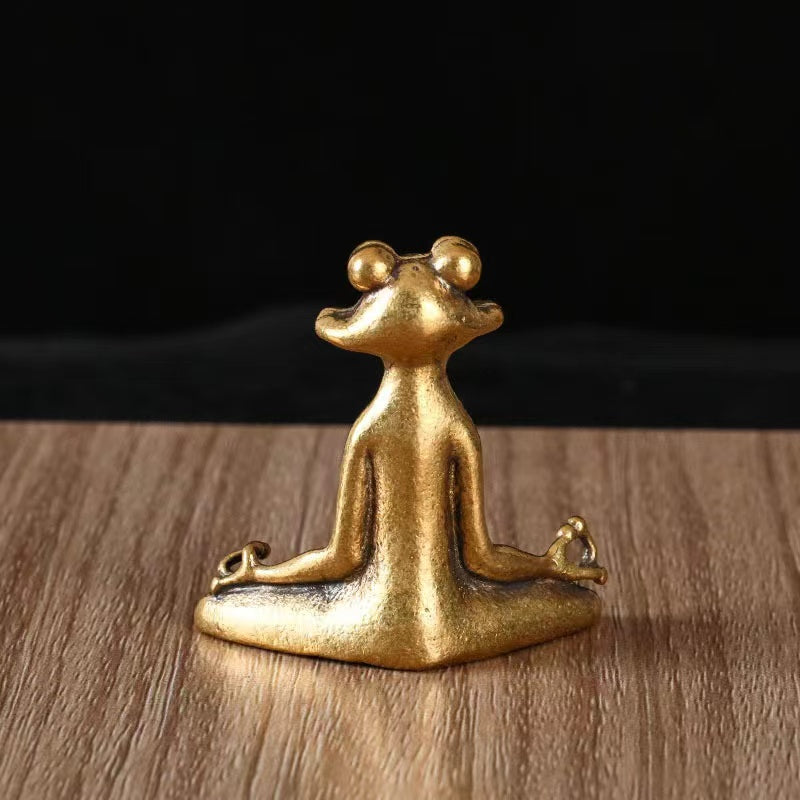 Solid brass Zen frog desktop ornament