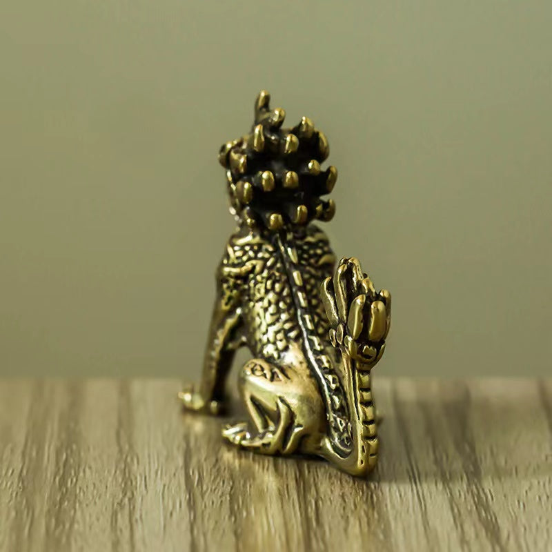 Antique solid pure brass Unicorn ornament for fortune