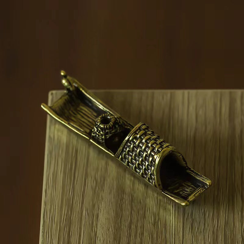 Pure brass fishing boat incense burner Zen boat decoration