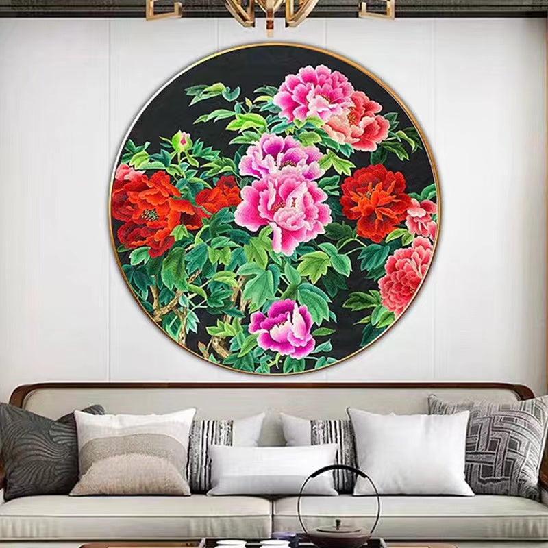 Pure manual Suzhou embroidery, silk peony embroidery, hanging picture