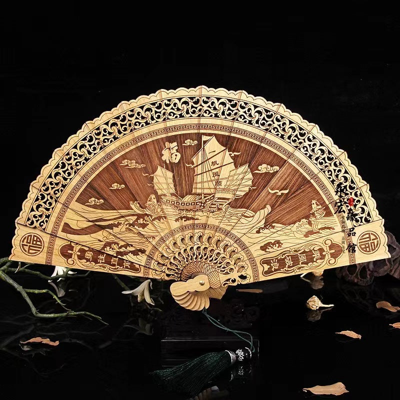 Wooden Hollow carved exquisite folding fan