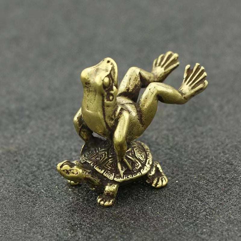 Antique bronze turtle back FROG ORNAMENT