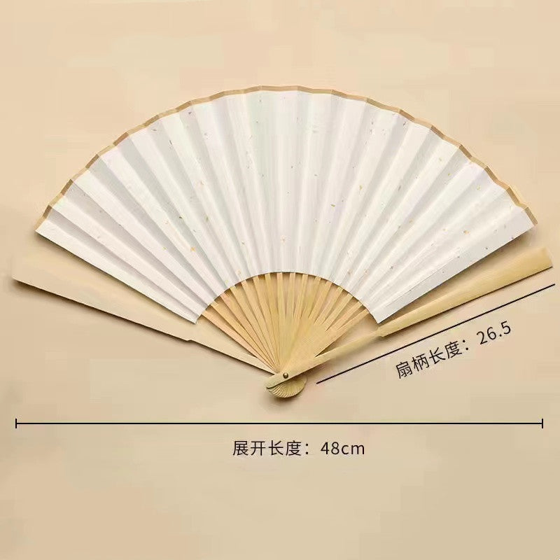 Diy fan surface sprinkled with gold rice paper folding fan custom engraving hollow creation fan