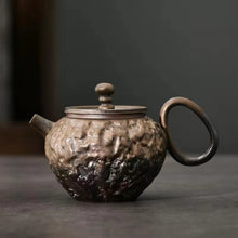 Load image into Gallery viewer, Pure handmade wood-fired iron-fired kiln-fired antique rust glaze kung fu teapot
