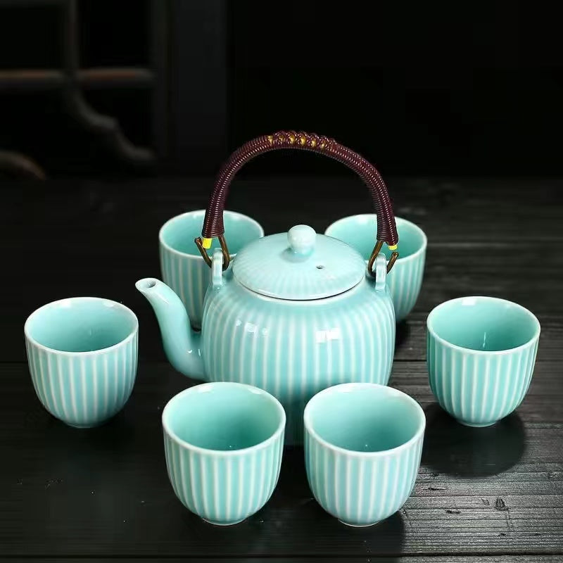 Anti-scalding lifting beam pot with filtered tea separator Ecological wellness flower tea pot