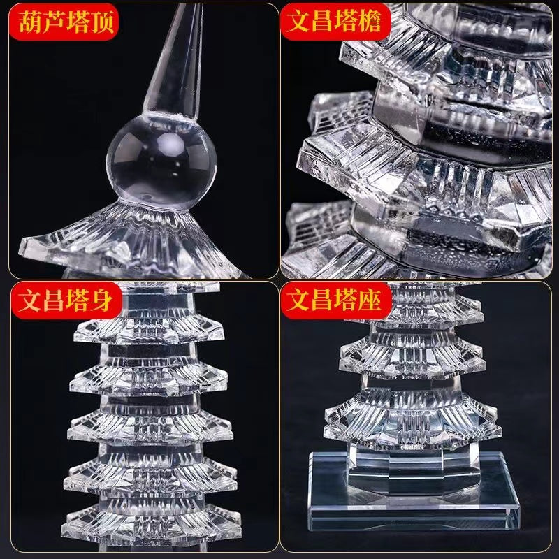 Nine storey white crystal pagoda decoration