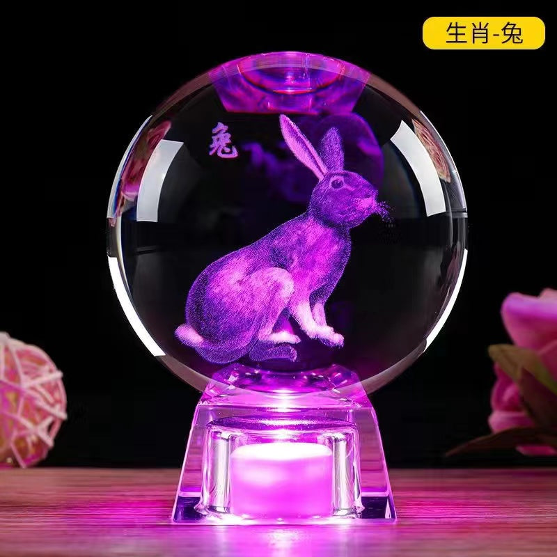 12 Zodiac Luminous Crystal Ball Ornaments