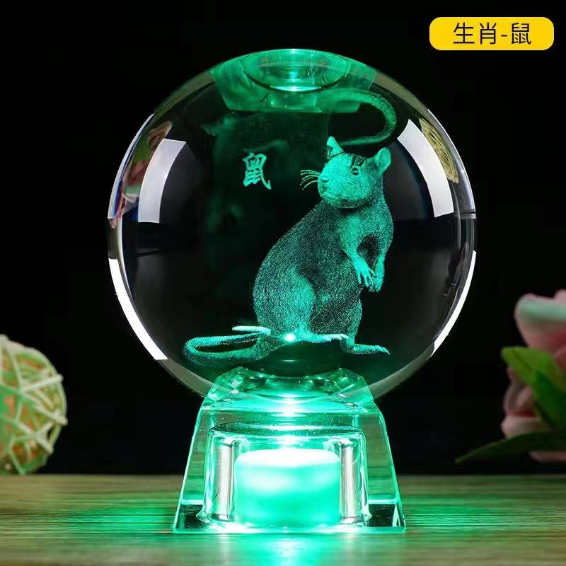 12 Zodiac Luminous Crystal Ball Ornaments