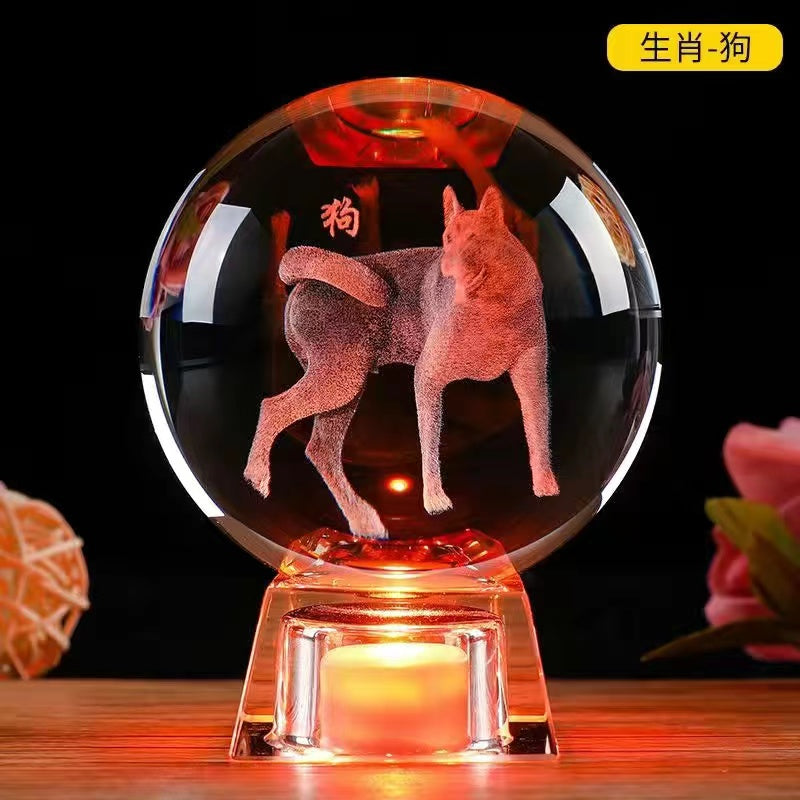 12 Zodiac Luminous Crystal Ball Ornaments