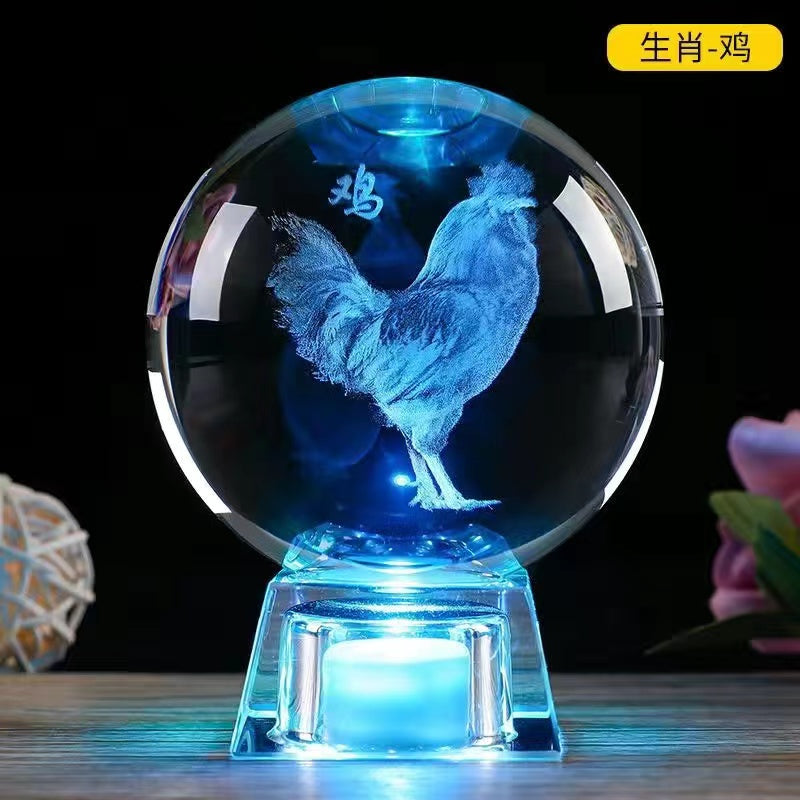 12 Zodiac Luminous Crystal Ball Ornaments