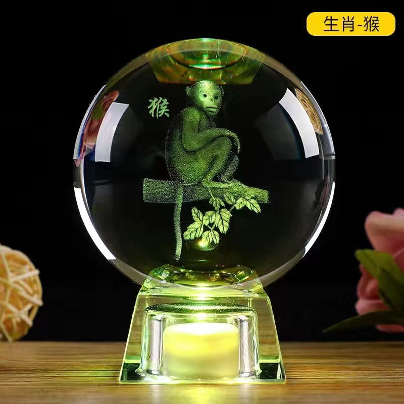 12 Zodiac Luminous Crystal Ball Ornaments