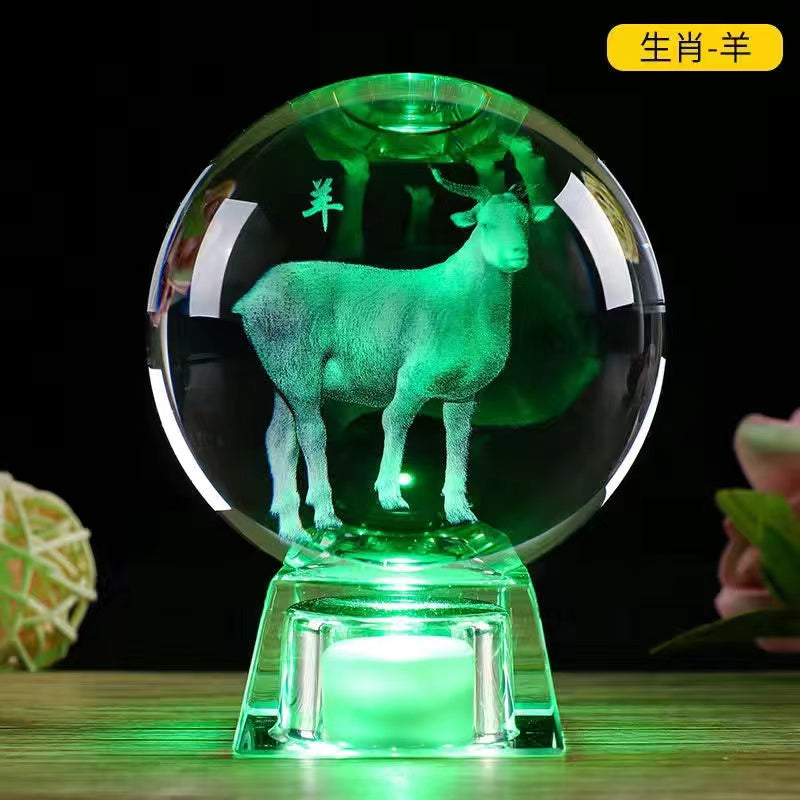 12 Zodiac Luminous Crystal Ball Ornaments