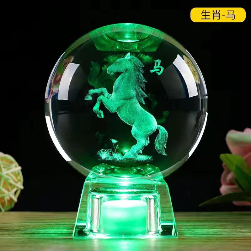 12 Zodiac Luminous Crystal Ball Ornaments