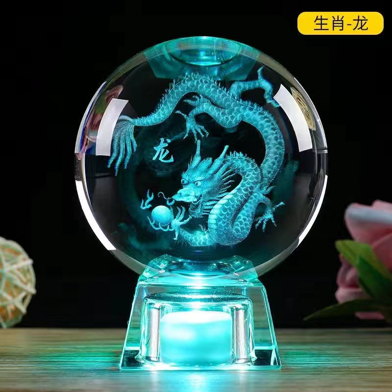 12 Zodiac Luminous Crystal Ball Ornaments