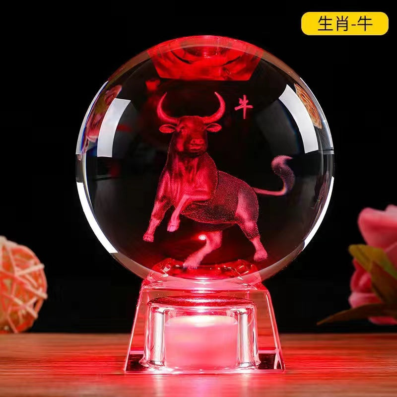 12 Zodiac Luminous Crystal Ball Ornaments