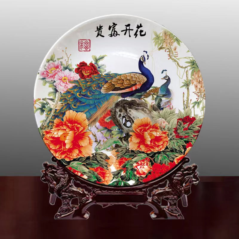 Jingdezhen painting plate hanging plate living room home crafts ornaments