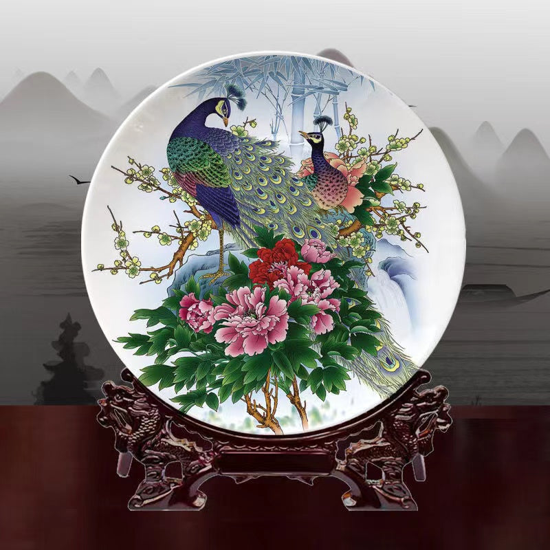 Jingdezhen painting plate hanging plate living room home crafts ornaments