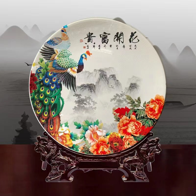 Jingdezhen painting plate hanging plate living room home crafts ornaments