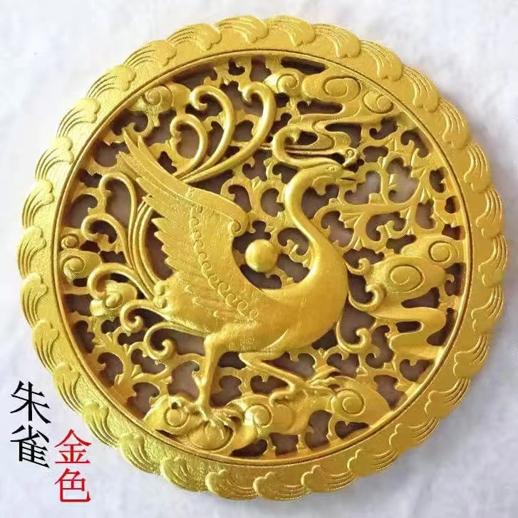 Dongyang wood carving four divine animals green dragon white tiger vermilion bird xuanwu wood balsam fir 28 cm