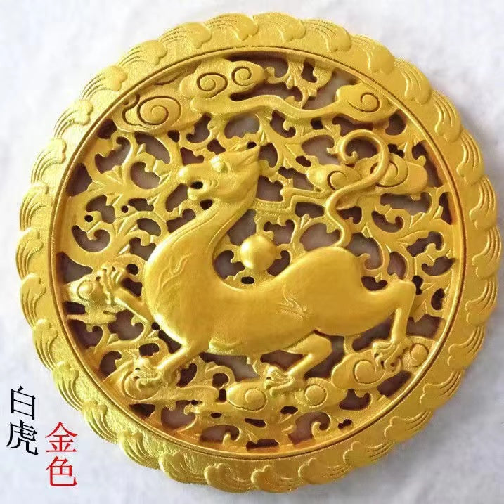 Dongyang wood carving four divine animals green dragon white tiger vermilion bird xuanwu wood balsam fir 28 cm