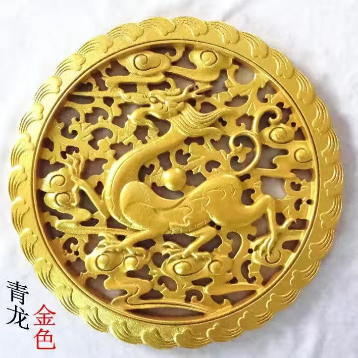 Dongyang wood carving four divine animals green dragon white tiger vermilion bird xuanwu wood balsam fir 28 cm