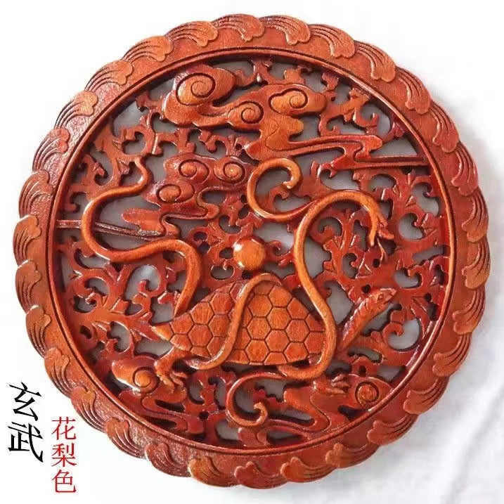 Dongyang wood carving four divine animals green dragon white tiger vermilion bird xuanwu wood balsam fir 28 cm