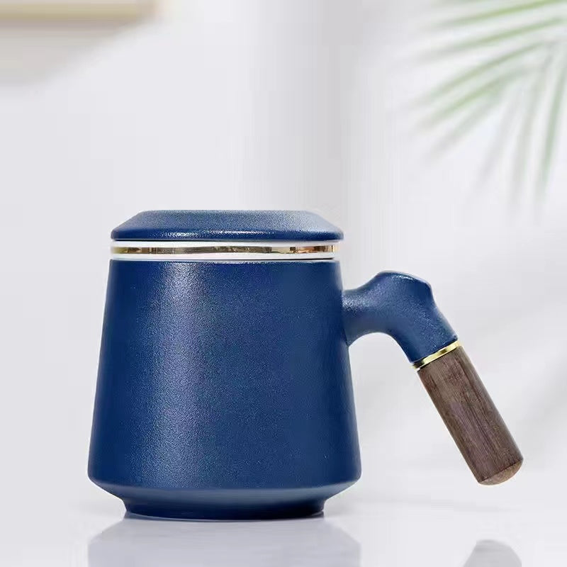 Ceramic tea separator with lid filter mug