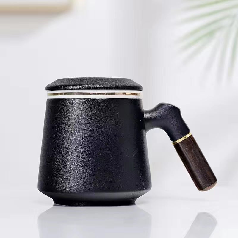 Ceramic tea separator with lid filter mug