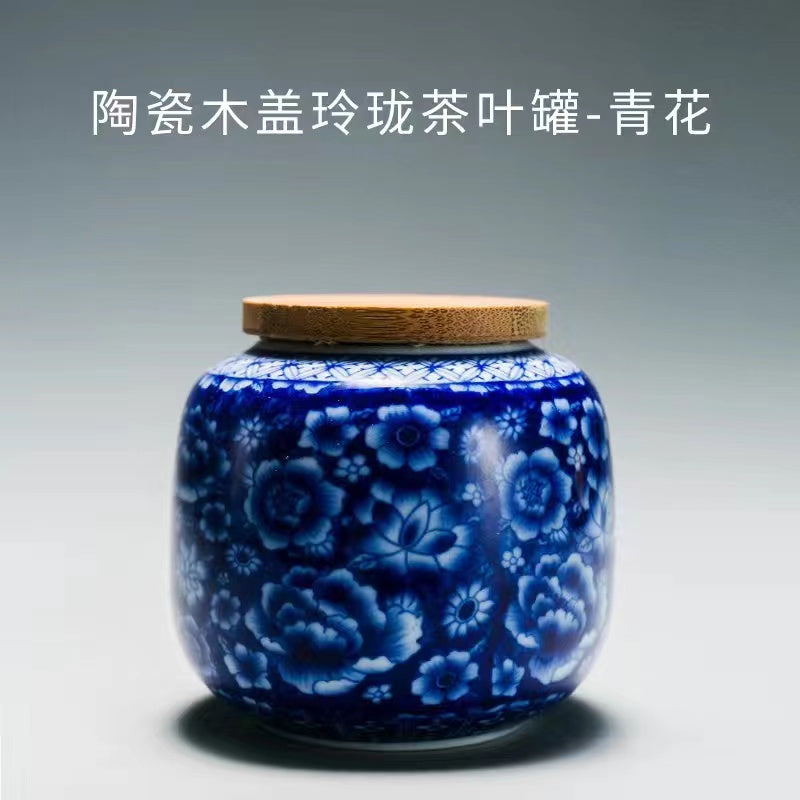 Enamel ceramic bamboo lid storage jar sealed jar