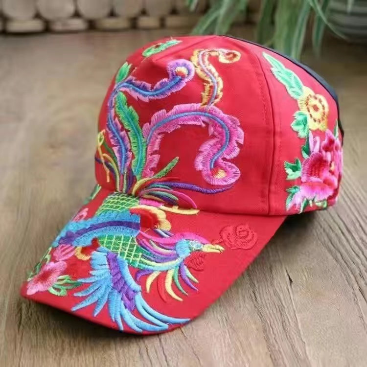 Female baseball cap outdoor leisure national hundred take butterfly embroidery hat