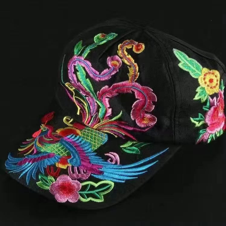 Female baseball cap outdoor leisure national hundred take butterfly embroidery hat