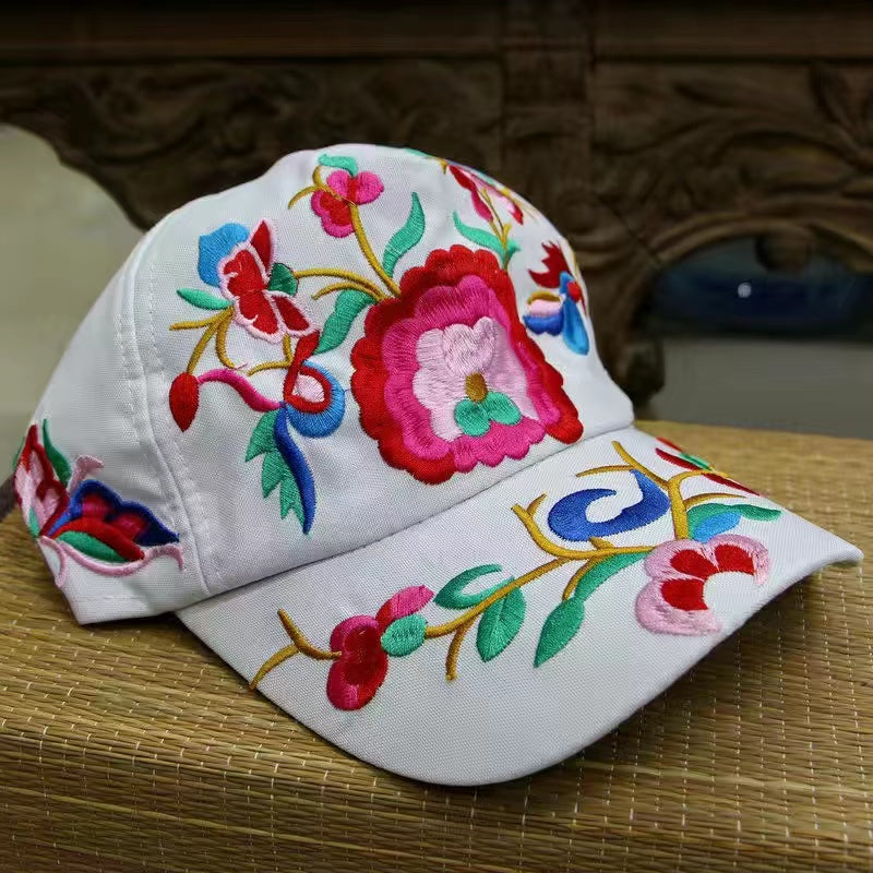 Female baseball cap outdoor leisure national hundred take butterfly embroidery hat