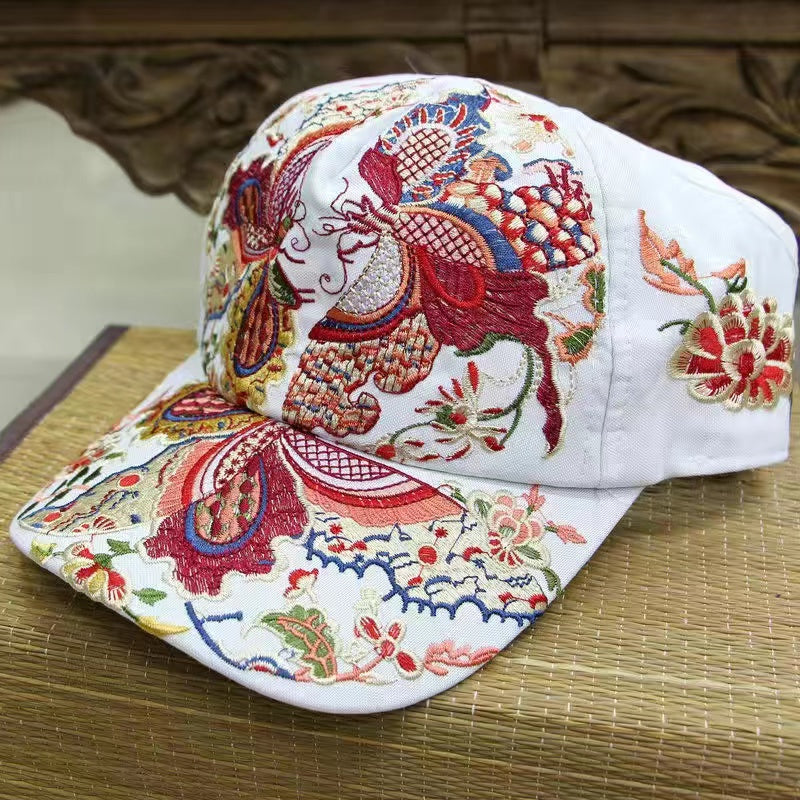 Female baseball cap outdoor leisure national hundred take butterfly embroidery hat