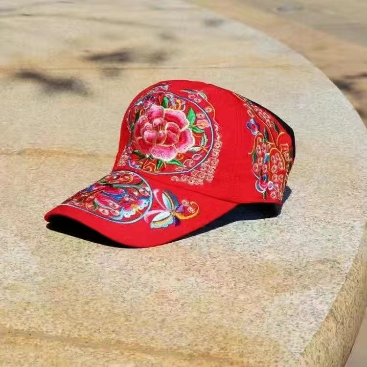 Female baseball cap outdoor leisure national hundred take butterfly embroidery hat