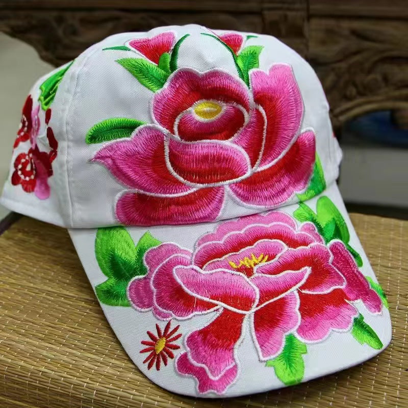 Female baseball cap outdoor leisure national hundred take butterfly embroidery hat