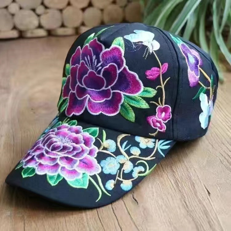 Female baseball cap outdoor leisure national hundred take butterfly embroidery hat