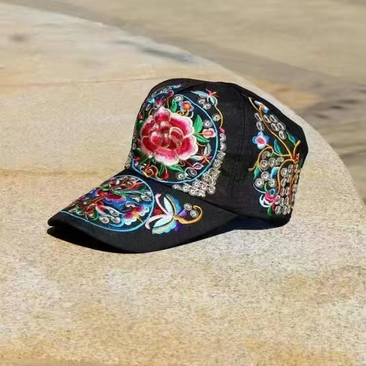 Female baseball cap outdoor leisure national hundred take butterfly embroidery hat