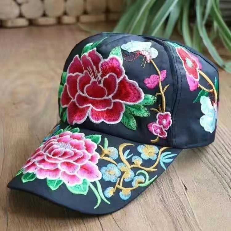 Female baseball cap outdoor leisure national hundred take butterfly embroidery hat