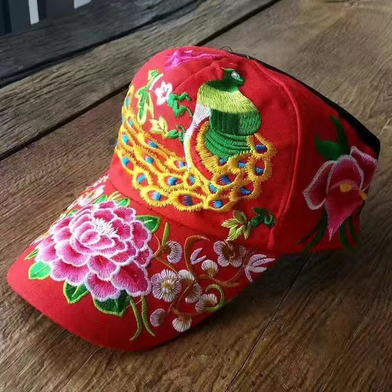 Female baseball cap outdoor leisure national hundred take butterfly embroidery hat