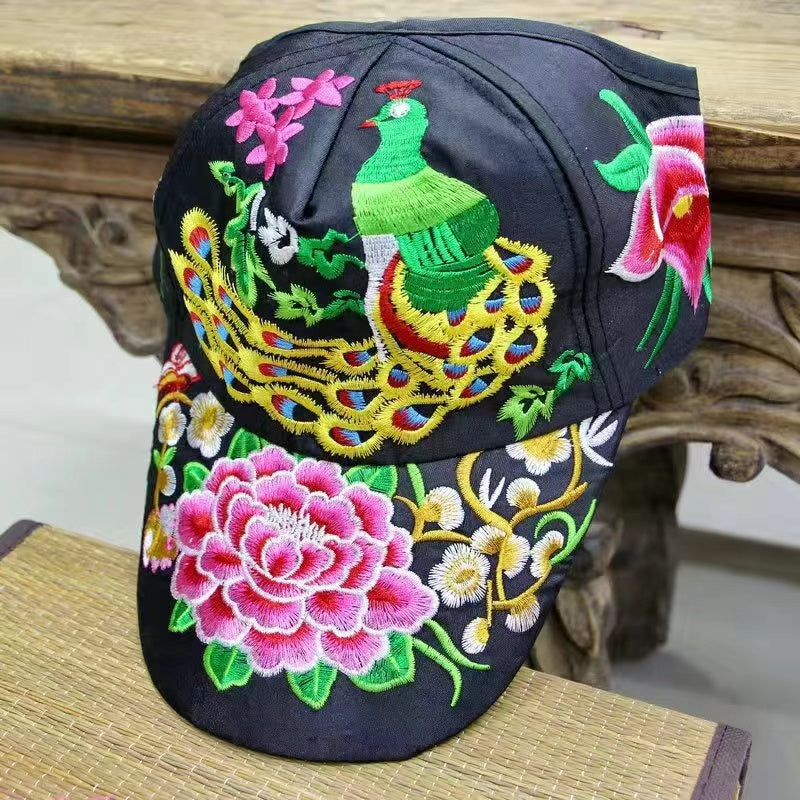 Female baseball cap outdoor leisure national hundred take butterfly embroidery hat