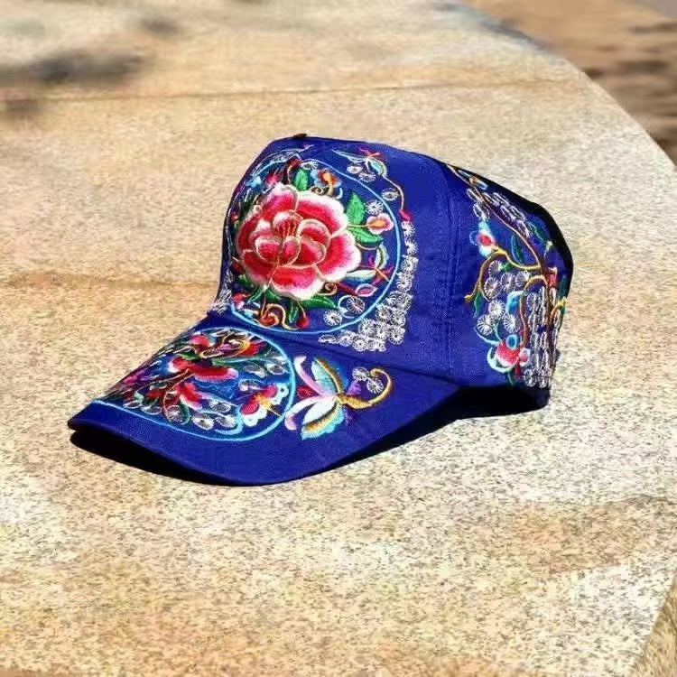 Female baseball cap outdoor leisure national hundred take butterfly embroidery hat