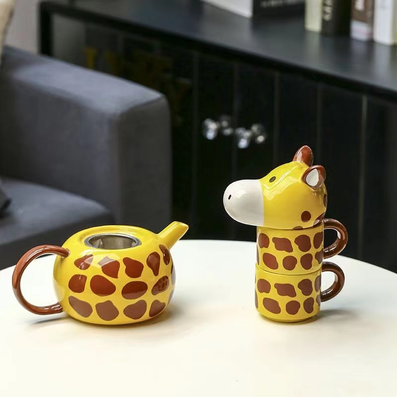 Ceramic 3D animal giraffe tea mug mug