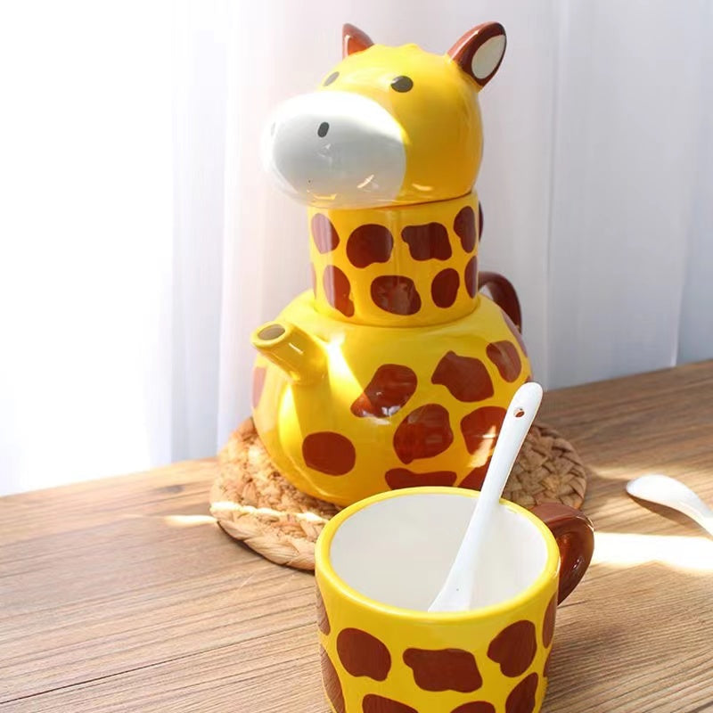 Ceramic 3D animal giraffe tea mug mug