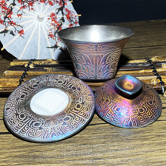 Master Collection---Bronze antique Gaiwan/Teacup  (silver) (M234)