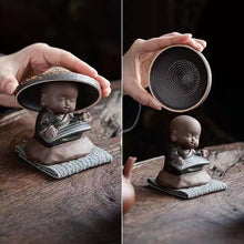 Load image into Gallery viewer, Purple Clay creative little monk tea filter decoration
