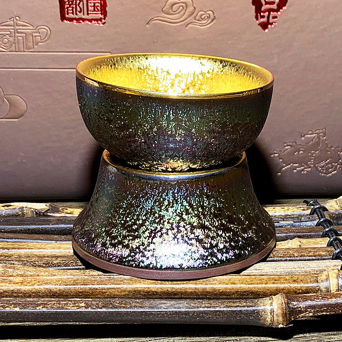 Colorful gilded oil drop Jian Zhan Kung Fu set combination