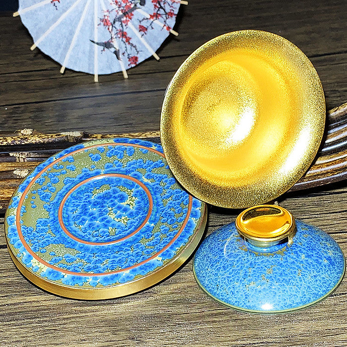 Master Collection-----Master gilded Sancai blue bowl Gaiwan(M465)