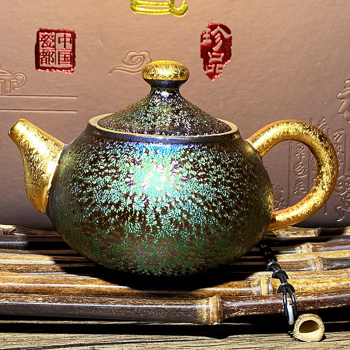 Colorful gilded oil drop Jian Zhan Kung Fu set combination